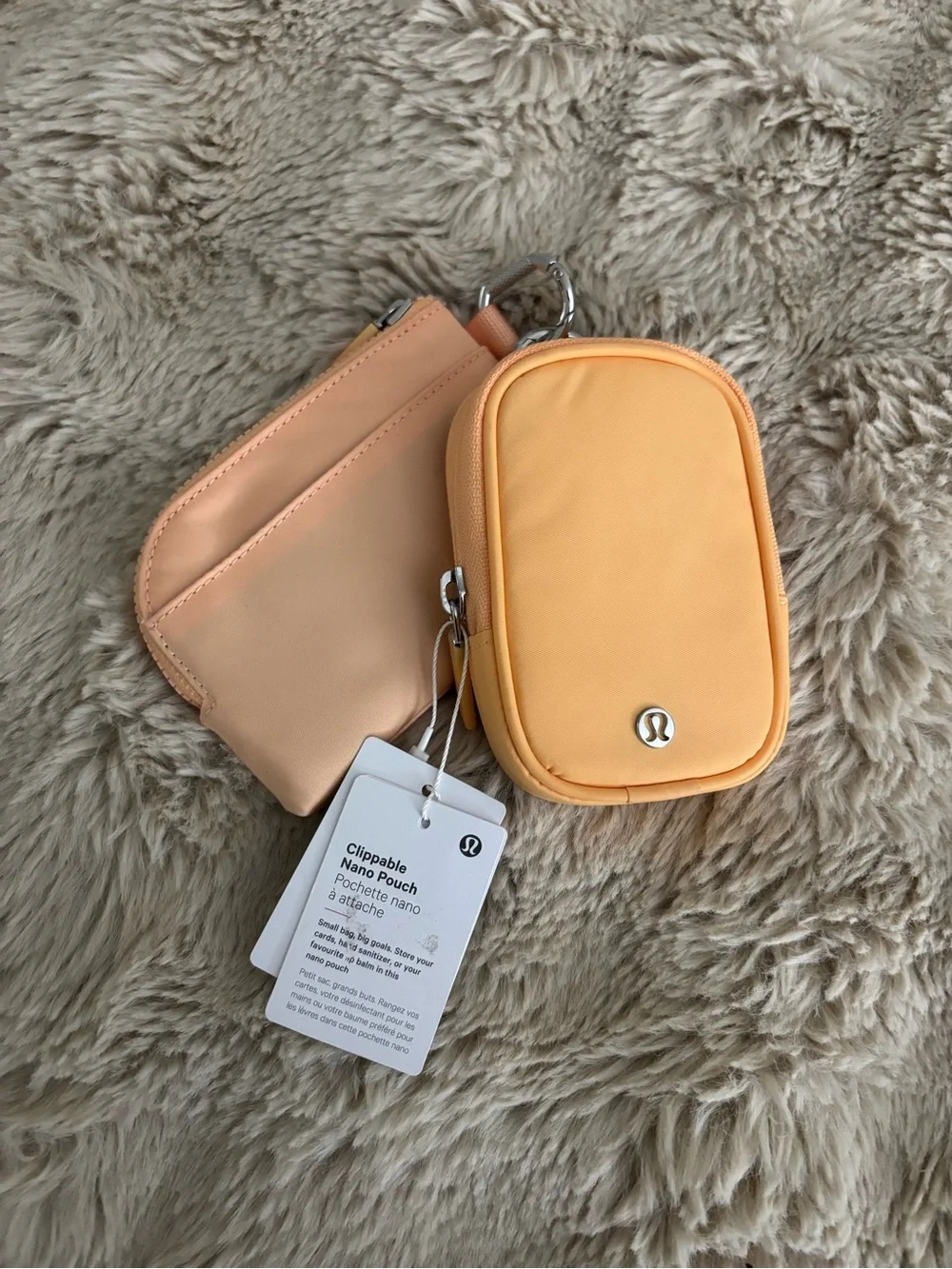 lululemon athletica Peach/Apricot Clipable Nano Small Zip Card Pouch Rock Melon